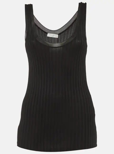 Sandro Black Ribbed Knit Tank Top S