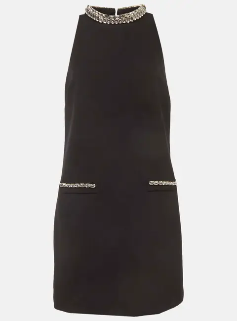 Sandro Black Crystal Embellished Crepe Mini Dress M
