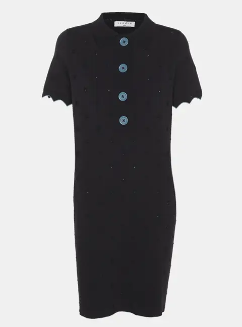 Sandro Navy Blue Stretch Crepe Mini Dress S