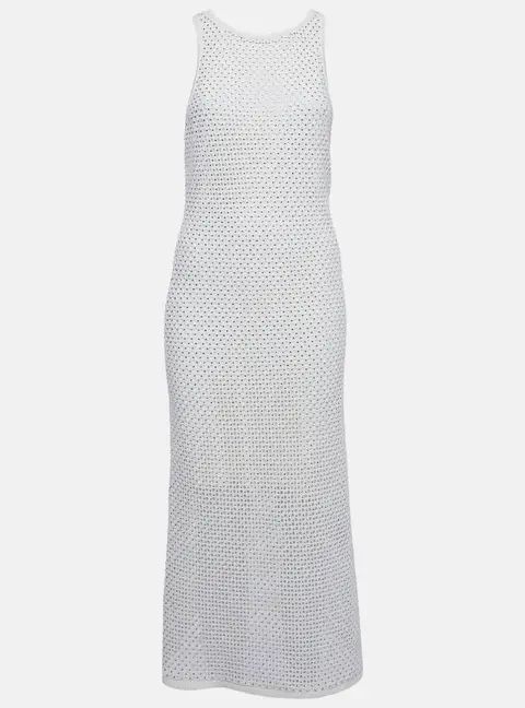 Sandro Off White Knit Embellished Maxi Dress M