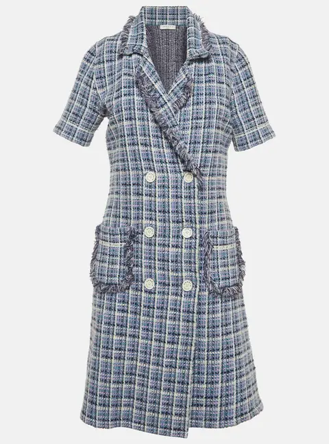 Sandro Purple Tweed Double Breasted Mini Dress S