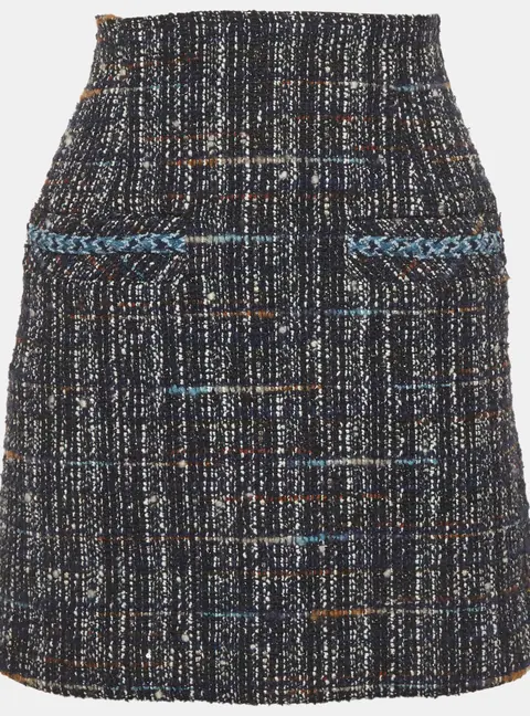 Sandro Blue Tweed Mini Skirt XS
