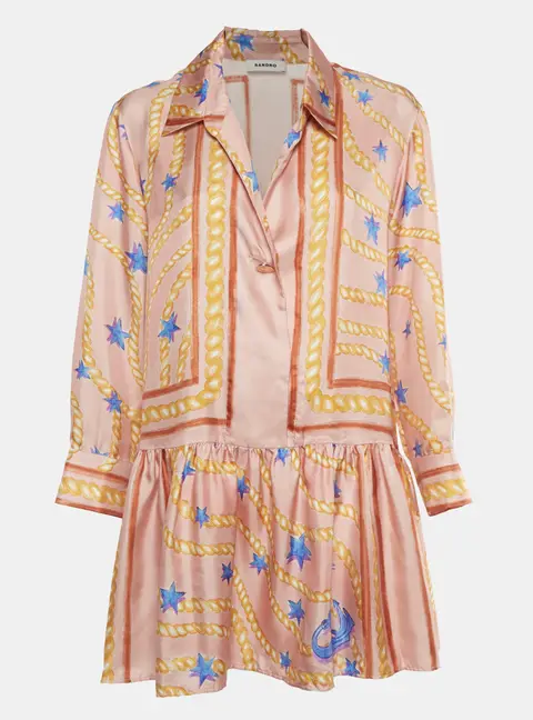 Sandro Multicolour Graphic Print Sateen Alexiane Mini Dress S