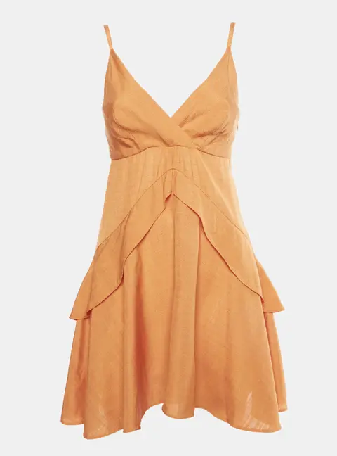 Sandro Orange Crepe Ruffle Gisele Mini Dress M