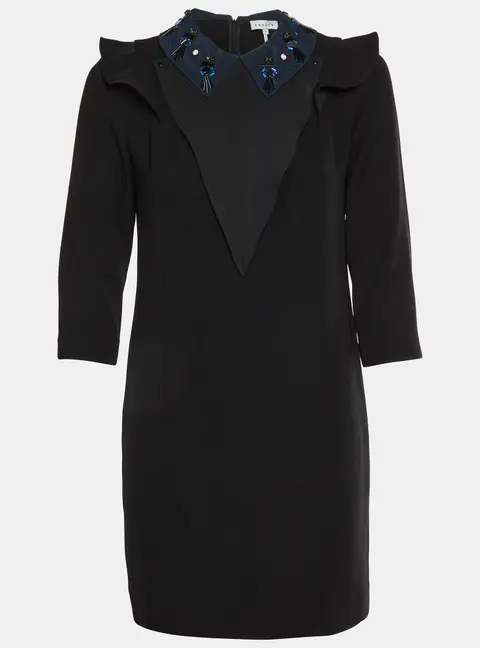 Sandro Black Crepe Embellished Collar Dress M