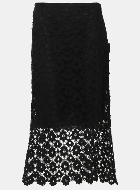 Sandro Black Lace Midi Skirt M