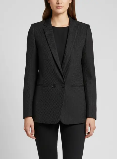 Sandro Black Textured Synthetic Double Breasted Verica Blazer S