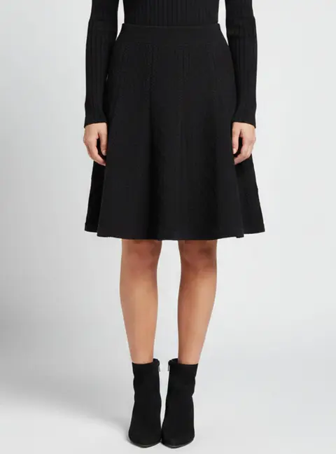 Sandro Black Rib Knit Flared Mini Skirt S