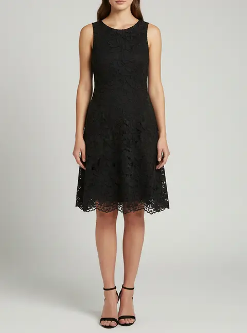 Sandro Black Guipure Lace Sleeveless Midi Dress M