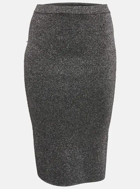 Sandro Metallic Grey Lurex Knit Midi Skirt S