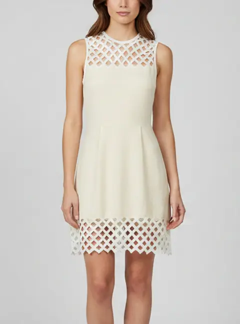 Sandro Cream Linen Blend Lace Trim Sleeveless Rita Mini Dress S