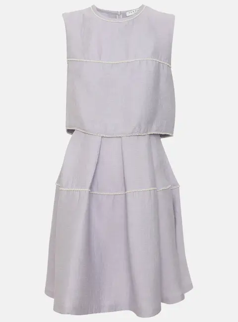 Sandro Purple Viscose Blend Tiered Pearl Embellished Mini Dress S