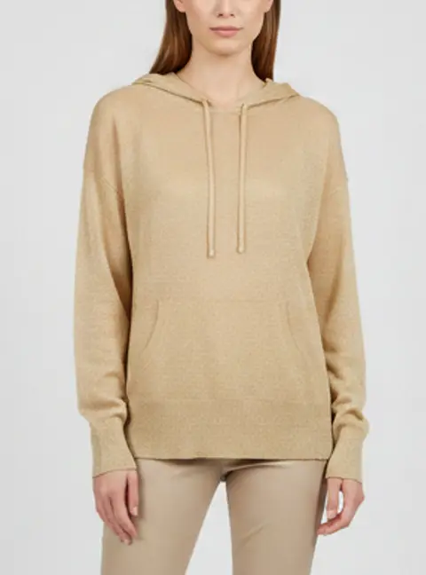Sandro Lurex Knit Gold Long Sleeve Hoodie M