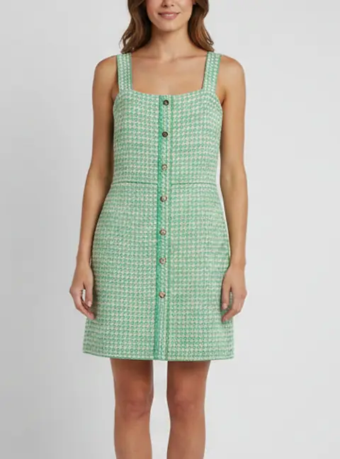 Sandro Green Tweed Sleeveless Short Dress XL