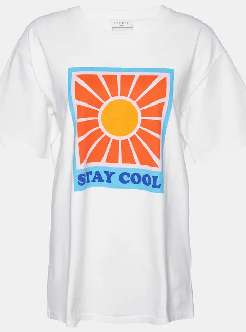 Sandro White Graphic Print Cotton Crew Neck T-Shirt M