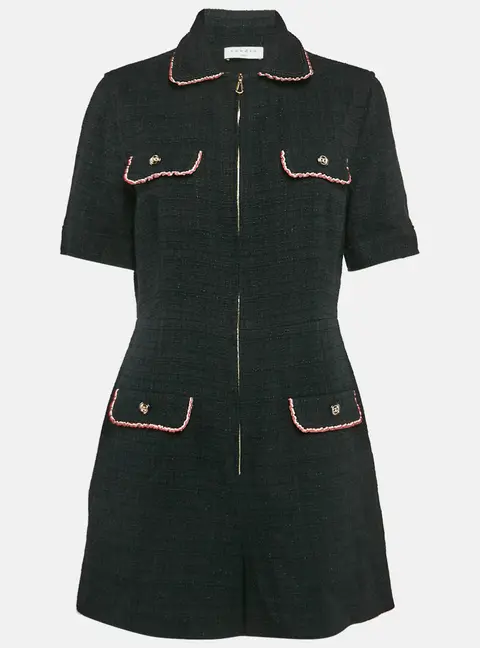 Sandro Black Tweed Playsuit L