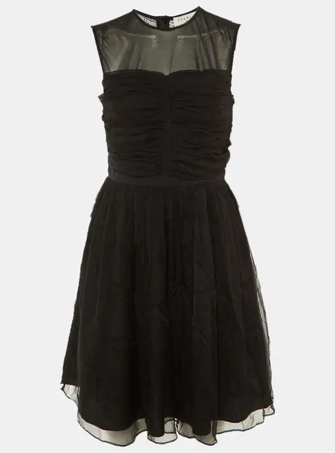 Sandro Black Silk Chiffon Ruffled Mini Dress M