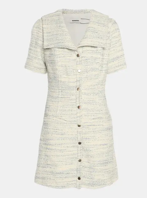 Sandro Cream/Blue Tweed Mini Dress S