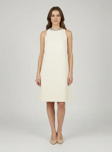 Sandro Ivory Tweed Embellished Collar Sleeveless Mini Dress M