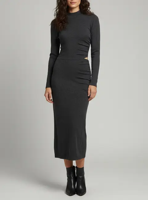 Sandro Grey Knit Ruched Ryna Maxi Dress S