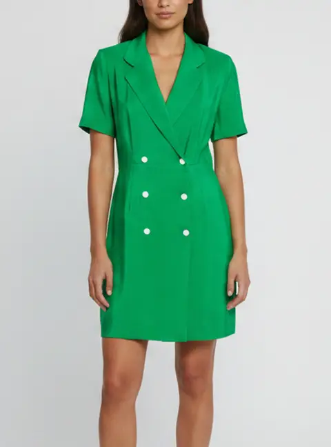 Sandro Green Jacquard Short Sleeve Maissane Mini Dress XS