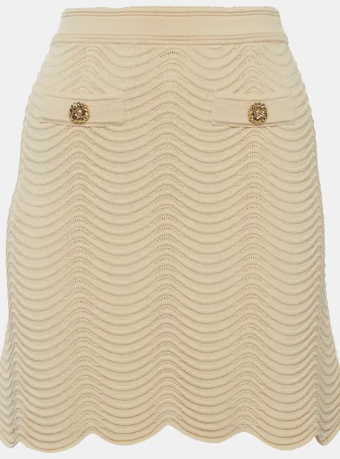 Sandro Cream Textured Knit Mini Skirt XS