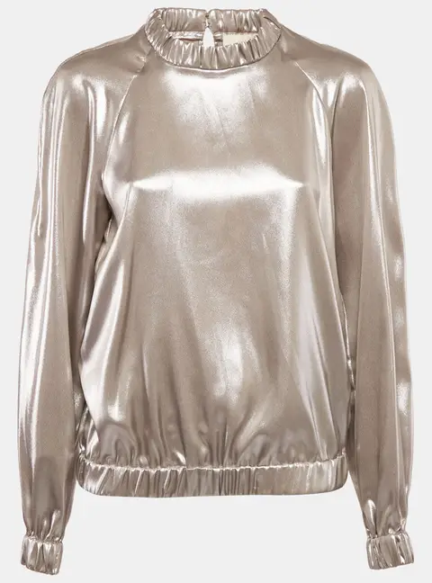 Sara Battaglia Metallic Lam&eacute; Full Sleeve Top M