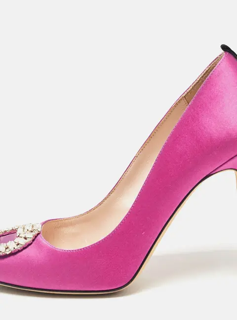 SJP Sarah Jessica Parker Pink Satin Crystal Embellished Pumps Size 37
