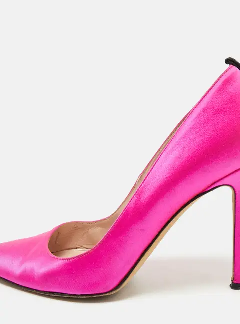 SJP Sarah Jessica Parker Fuchsia Satin Pointed Toe Pumps Size 37
