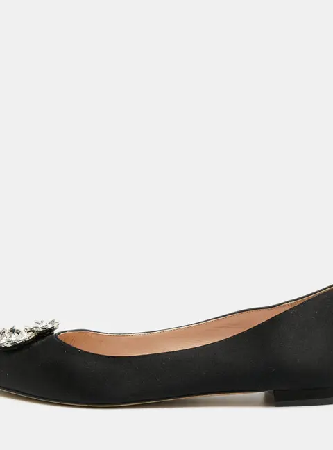 SJP Sarah Jessica Parker Size 37 Black Satin Ballet Flats