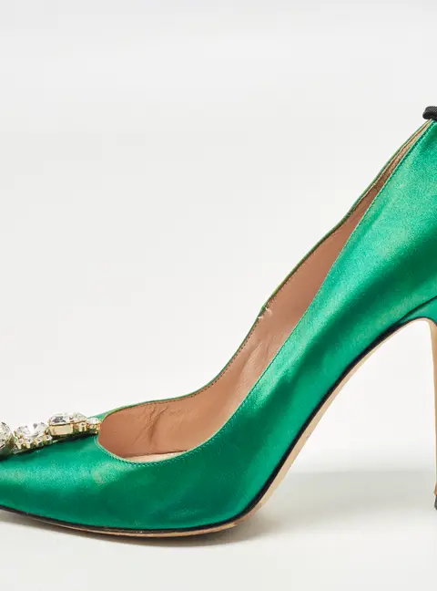 SJP Sarah Jessica Parker amira Size 39.5 Green Satin Pumps