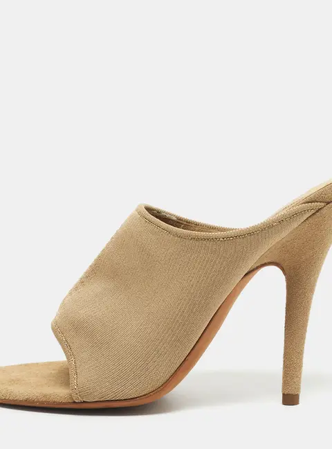 Season 6 Beige Knit Fabric Heel Mules Size 39.5