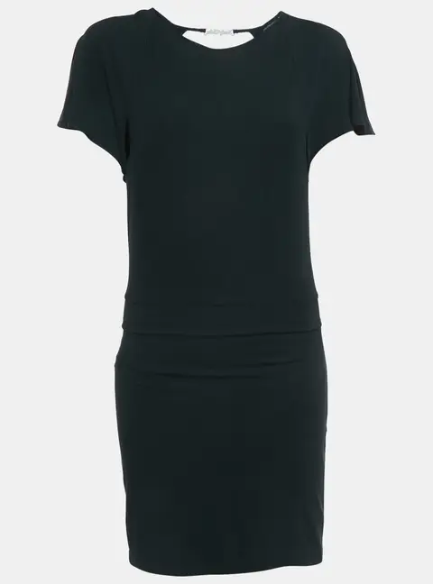 See by Chloe Black Jersey Ruffled Tie-Up Detail Mini Dress L