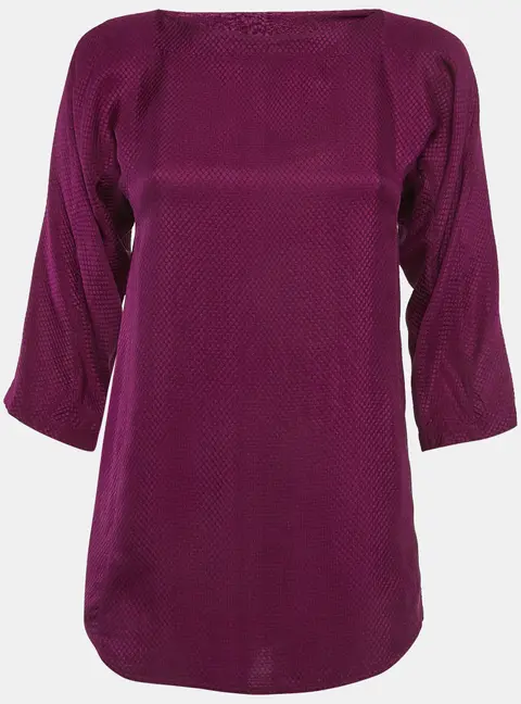 See by Chlo&eacute; Purple Jacquard Silk Long Sleeve Blouse M