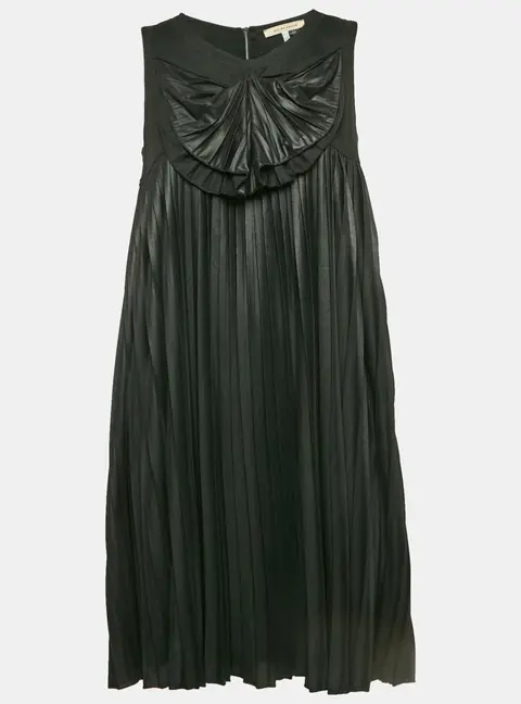 See by Chloe Black Pleated A-Line Sleeveless Mini Dress XL