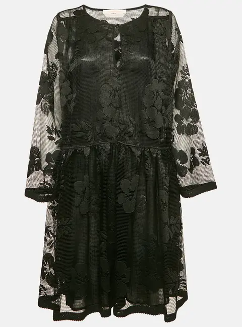 See by Chlo&eacute; Black Embroidered Mesh Short Dress L