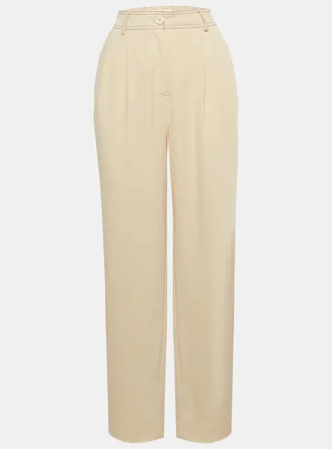 See by Chloe Beige Contrast Stitch Crepe Trousers M