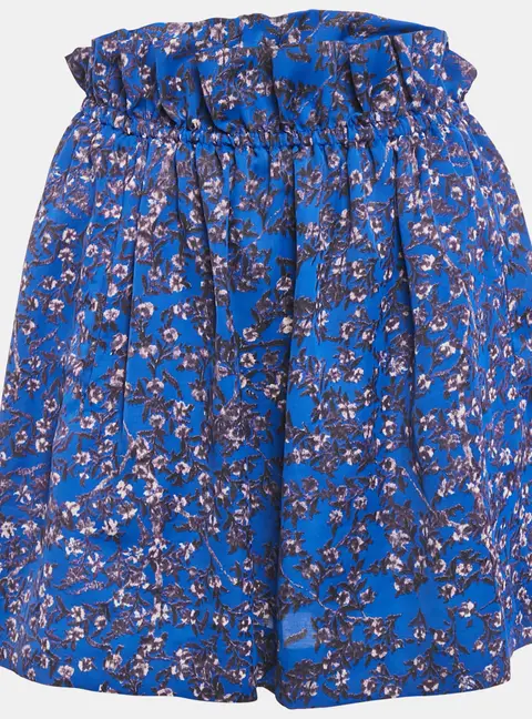 See by Chloe Blue Printed Satin Ruffled Mini Skirt S