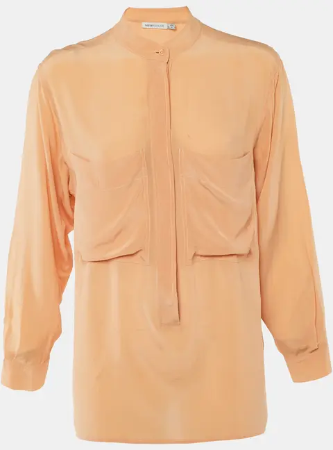 See by Chloe Light Coral Silk Button Front Blouse S