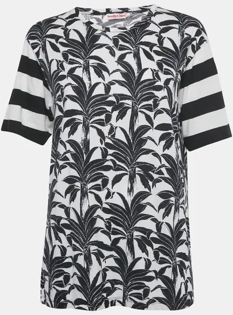 See by Chloe White /Black Printed Modal & Cotton T-shirt M