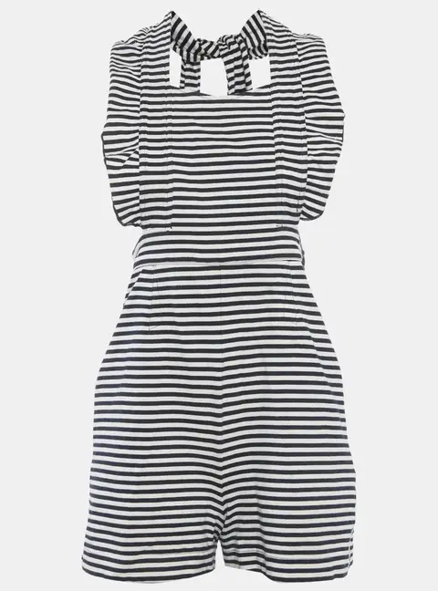 See by Chloe White/Black Striped Cotton Knit Halter Neck Playsuit M
