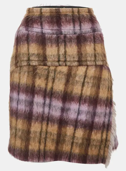 See by Chlo&eacute; Purple/Brown Alpaca Blend Plaid Mini Skirt S