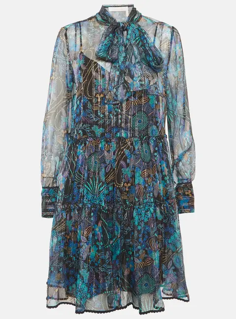 See by Chloe Multicolour Floral Print Chiffon Tiered Mini Dress M