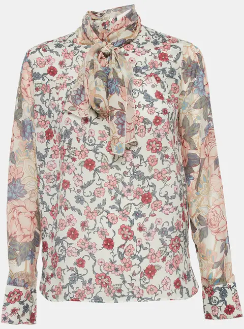 See by Chloe Multicolour Floral Print Chiffon Neck Tie Blouse M