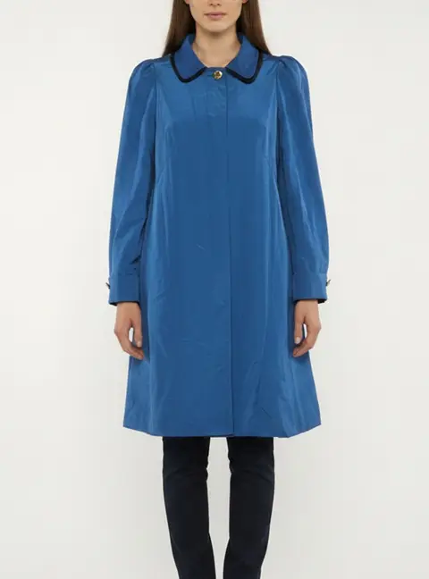 See by Chloe Blue Ottoman Nylon Blend Mid Length Coat M