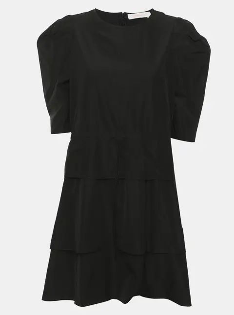 See by Chloe Black Satin Drawstring Mini Dress S