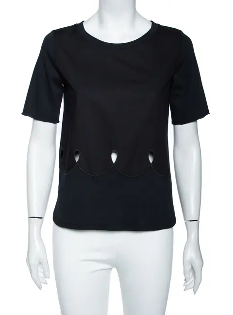See by Chloe Black Cotton Cut Out Detail Jersey T-Shirt M
