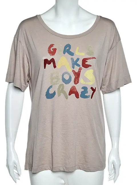 See by Chloe Pale Pink Printed Cotton Short Sleeve T-Shirt M