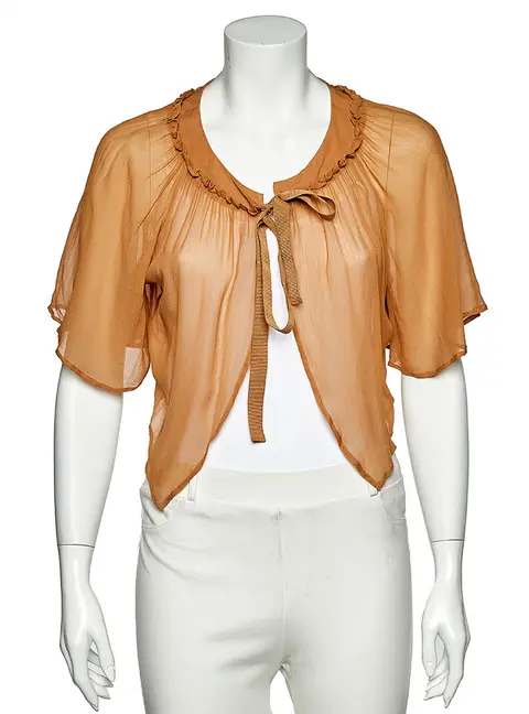 See by Chloe Beige Chiffon Tie Detail Cropped Shrug M