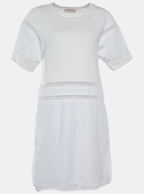 See by Chloe White Cotton Lace Insert Detail Midi Dress M